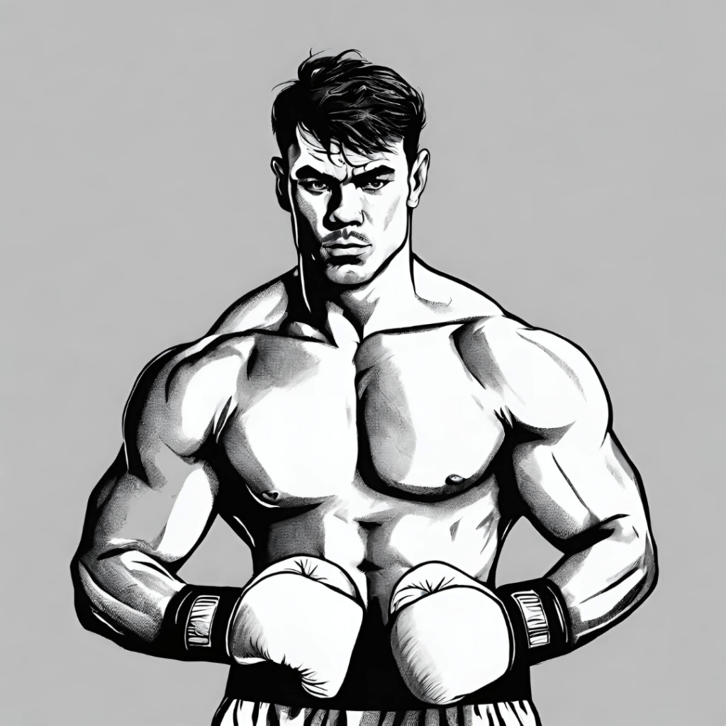 nadupany boxer cierno biela kresba