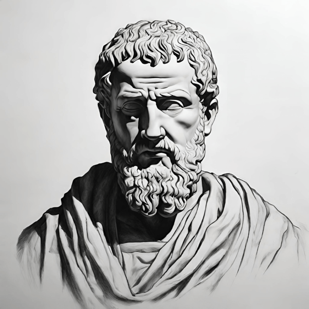 Marcus Aurelius čierno biela kresba